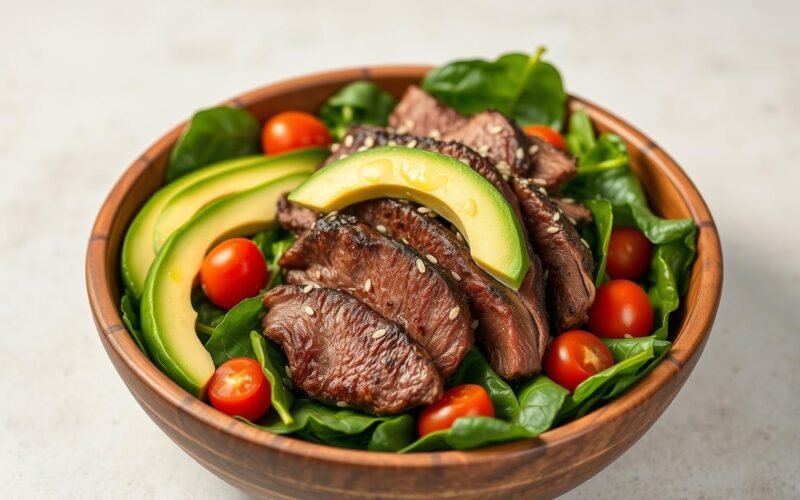 Dinner Recipe: Keto Beef and Avocado Spinach Bowl