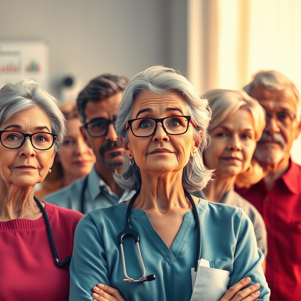 A vibrant, realistic illustration depicting the key health considerations for individuals over 50 who are interested in starting a keto diet and intermittent fasting regimen. In the foreground, a diverse group of mature adults, their faces expressing both curiosity and concern, stand against a softly blurred background. Subtle visual cues, such as medical charts and diagnostic equipment, provide context. The lighting is warm and inviting, creating a sense of trust and professionalism. The composition is balanced, with the subjects positioned to draw the viewer's eye towards the center of the frame. Overall, the image conveys the importance of consulting with healthcare professionals before embarking on this lifestyle change.