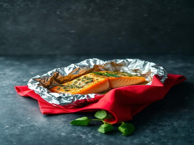 Pesto salmon baked in foil with asparagus - 4g net carbs
