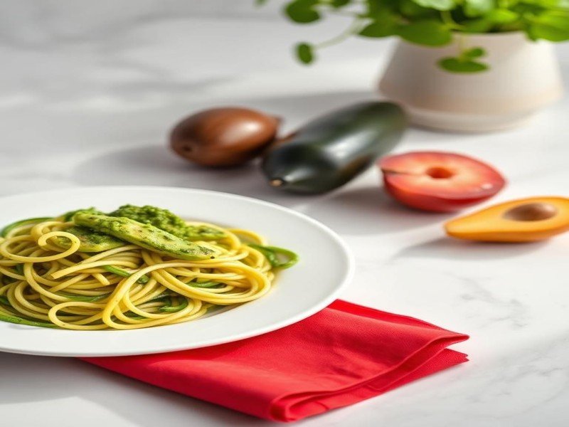 Zucchini noodles with creamy avocado pesto - 6g net carbs